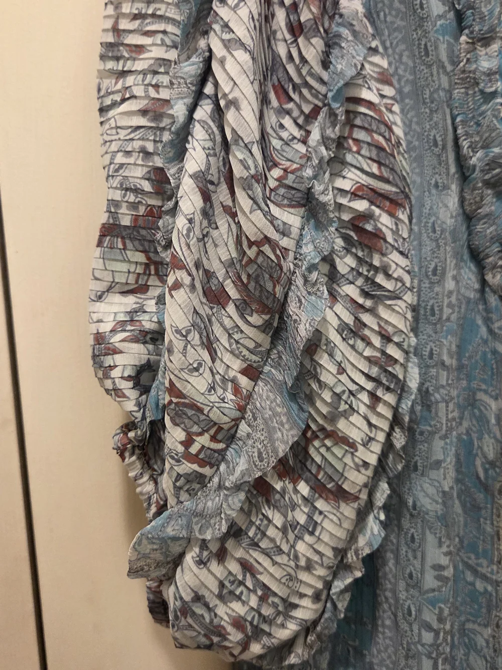 Anthropologie Light Blue Paisley Puff-Sleeve Blouse
